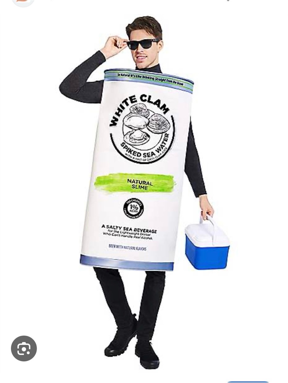 White Clam Natural Slime Can Adult Costume - White & Blue